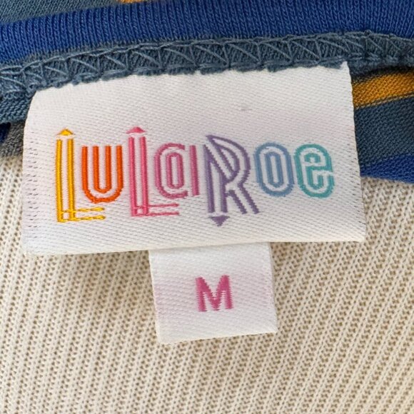 NWT LuLaRoe Maurine Dress Royal Blue, Slate Blue, and Medium Yellow Sz Medium - Picture 7 of 8